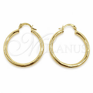 Argolla Mediana 02.213.0909.30 Oro Laminado, Diseño de Hueco, Diamantado, Tono Dorado