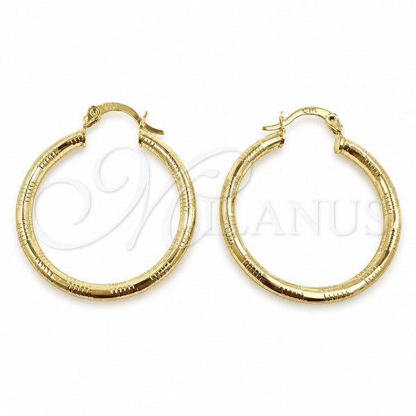 Argolla Mediana 02.213.0909.30 Oro Laminado, Diseño de Hueco, Diamantado, Tono Dorado