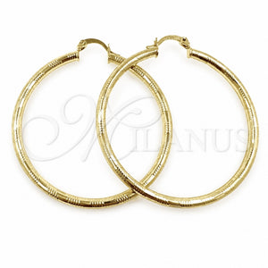 Argolla Grande 02.213.0909.50 Oro Laminado, Diseño de Hueco, Diamantado, Tono Dorado