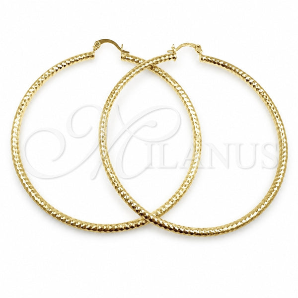 Argolla Extra Grande 02.213.0154.70 Oro Laminado, Diseño de Hueco, Diamantado, Tono Dorado