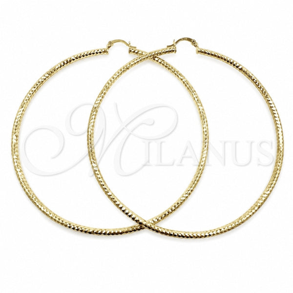 Argolla Extra Grande 02.213.0154.90 Oro Laminado, Diseño de Hueco, Diamantado, Tono Dorado