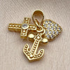 Dije Elegante 05.459.0095 Oro Laminado, Diseño de Corazón y Cruz, con Zirconia Cubica Blanca, Pulido, Tono Dorado