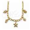 Gargantilla Elegante 04.470.0004.18 Oro Laminado, Diseño de Caracol y Estrella, con Zirconia Cubica Blanca y Perla Marfil, Pulido, Tono Dorado (Grosor 05.7 MM, 18 Pulgadas de Largo)