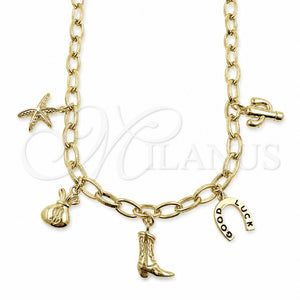 Gargantilla Elegante 04.470.0005.18 Oro Laminado, Diseño de Estrella y Dinero, Pulido, Tono Dorado (Grosor 05.7 MM, 18 Pulgadas de Largo)