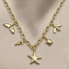 Gargantilla Elegante 04.470.0007.18 Oro Laminado, Diseño de Pescado y Caballo de Mar, Pulido, Tono Dorado (Grosor 05.1 MM, 18 Pulgadas de Largo)