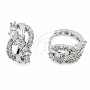 Argolla Huggie 02.471.0001.16 Oro Laminado Blanco, Diseño de Infinito, con Zirconia Cubica Blanca, Pulido, Rodinado