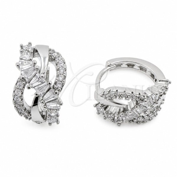 Argolla Huggie 02.471.0001.16 Oro Laminado Blanco, Diseño de Infinito, con Zirconia Cubica Blanca, Pulido, Rodinado