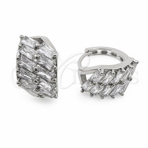 Argolla Huggie 02.471.0002.16 Oro Laminado Blanco, Diseño de Baguette, Pulido, Rodinado