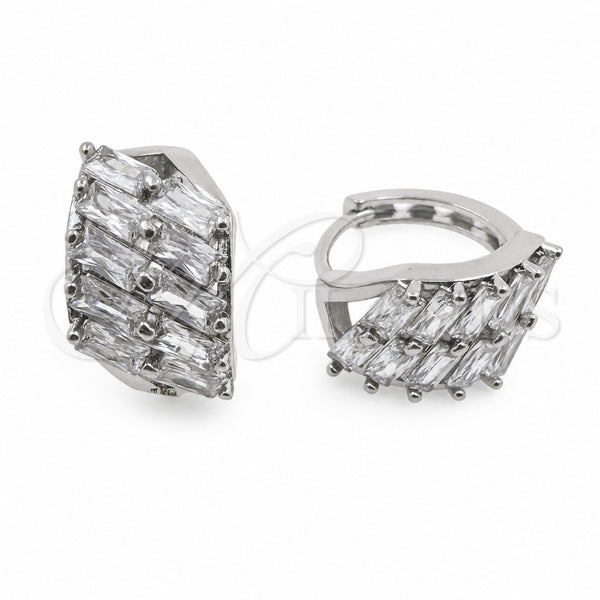 Argolla Huggie 02.471.0002.16 Oro Laminado Blanco, Diseño de Baguette, Pulido, Rodinado