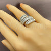 Anillo Multi Piedra 01.471.0001 Oro Laminado Blanco, Diseño de Baguette y Cluster, con Zirconia Cubica Blanca, Pulido, Rodinado (Talla Unica)