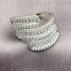 Anillo Multi Piedra 01.471.0001 Oro Laminado Blanco, Diseño de Baguette y Cluster, con Zirconia Cubica Blanca, Pulido, Rodinado (Talla Unica)