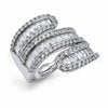 Anillo Multi Piedra 01.471.0001 Oro Laminado Blanco, Diseño de Baguette y Cluster, con Zirconia Cubica Blanca, Pulido, Rodinado (Talla Unica)