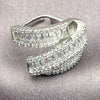 Anillo Multi Piedra 01.471.0002 Oro Laminado Blanco, Diseño de Baguette y Cluster, con Zirconia Cubica Blanca, Pulido, Rodinado (Talla Unica)