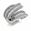 Anillo Multi Piedra 01.471.0002 Oro Laminado Blanco, Diseño de Baguette y Cluster, con Zirconia Cubica Blanca, Pulido, Rodinado (Talla Unica)