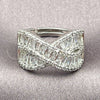 Anillo Multi Piedra 01.471.0003 Oro Laminado Blanco, Diseño de Baguette y Cluster, con Zirconia Cubica Blanca, Pulido, Rodinado (Talla Unica)