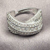 Anillo Multi Piedra 01.471.0004 Oro Laminado Blanco, Diseño de Cluster, con Zirconia Cubica Blanca, Pulido, Rodinado (Talla Unica)