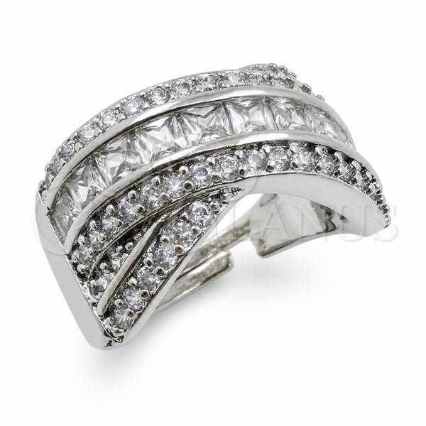 Anillo Multi Piedra 01.471.0004 Oro Laminado Blanco, Diseño de Cluster, con Zirconia Cubica Blanca, Pulido, Rodinado (Talla Unica)