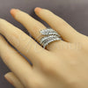 Anillo Multi Piedra 01.471.0005 Oro Laminado Blanco, Diseño de Oja, con Zirconia Cubica Blanca, Pulido, Rodinado (Talla Unica)