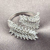 Anillo Multi Piedra 01.471.0005 Oro Laminado Blanco, Diseño de Oja, con Zirconia Cubica Blanca, Pulido, Rodinado (Talla Unica)