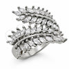 Anillo Multi Piedra 01.471.0005 Oro Laminado Blanco, Diseño de Oja, con Zirconia Cubica Blanca, Pulido, Rodinado (Talla Unica)
