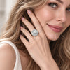 Anillo Multi Piedra 01.471.0006 Oro Laminado Blanco, Diseño de Baguette y Cluster, con Zirconia Cubica Blanca, Pulido, Rodinado (Talla Unica)