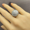 Anillo Multi Piedra 01.471.0006 Oro Laminado Blanco, Diseño de Baguette y Cluster, con Zirconia Cubica Blanca, Pulido, Rodinado (Talla Unica)