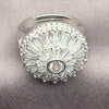 Anillo Multi Piedra 01.471.0006 Oro Laminado Blanco, Diseño de Baguette y Cluster, con Zirconia Cubica Blanca, Pulido, Rodinado (Talla Unica)