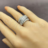 Anillo Multi Piedra 01.471.0007 Oro Laminado Blanco, Diseño de Baguette, con Zirconia Cubica Blanca, Pulido, Rodinado (Talla Unica)