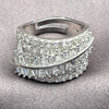 Anillo Multi Piedra 01.471.0007 Oro Laminado Blanco, Diseño de Baguette, con Zirconia Cubica Blanca, Pulido, Rodinado (Talla Unica)