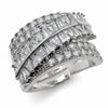 Anillo Multi Piedra 01.471.0007 Oro Laminado Blanco, Diseño de Baguette, con Zirconia Cubica Blanca, Pulido, Rodinado (Talla Unica)