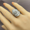 Anillo Multi Piedra 01.471.0008 Oro Laminado Blanco, Diseño de Baguette y Cluster, con Zirconia Cubica Blanca, Pulido, Rodinado (Talla Unica)