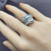 Anillo Multi Piedra 01.471.0009 Oro Laminado Blanco, Diseño de Gota y Baguette, con Zirconia Cubica Blanca, Pulido, Rodinado (Talla Unica)