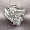 Anillo Multi Piedra 01.471.0009 Oro Laminado Blanco, Diseño de Gota y Baguette, con Zirconia Cubica Blanca, Pulido, Rodinado (Talla Unica)