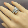 Anillo Multi Piedra 01.471.0010 Oro Laminado Blanco, Diseño de Baguette y Cluster, con Zirconia Cubica Blanca, Pulido, Rodinado (Talla Unica)
