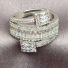 Anillo Multi Piedra 01.471.0010 Oro Laminado Blanco, Diseño de Baguette y Cluster, con Zirconia Cubica Blanca, Pulido, Rodinado (Talla Unica)
