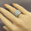 Anillo Multi Piedra 01.471.0011 Oro Laminado Blanco, Diseño de Baguette, con Zirconia Cubica Blanca, Pulido, Rodinado (Talla Unica)