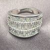 Anillo Multi Piedra 01.471.0011 Oro Laminado Blanco, Diseño de Baguette, con Zirconia Cubica Blanca, Pulido, Rodinado (Talla Unica)