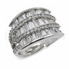 Anillo Multi Piedra 01.471.0011 Oro Laminado Blanco, Diseño de Baguette, con Zirconia Cubica Blanca, Pulido, Rodinado (Talla Unica)