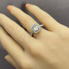 Anillo Multi Piedra 01.471.0012 Oro Laminado Blanco, Diseño de Baguette y Cluster, con Zirconia Cubica Blanca, Pulido, Rodinado (Talla Unica)