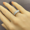 Anillo Multi Piedra 01.471.0013 Oro Laminado Blanco, Diseño de Baguette, con Zirconia Cubica Blanca, Pulido, Rodinado (Talla Unica)