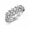 Anillo Multi Piedra 01.471.0013 Oro Laminado Blanco, Diseño de Baguette, con Zirconia Cubica Blanca, Pulido, Rodinado (Talla Unica)