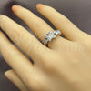 Anillo Multi Piedra 01.471.0014 Oro Laminado Blanco, Diseño de Baguette, con Zirconia Cubica Blanca, Pulido, Rodinado (Talla Unica)