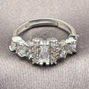 Anillo Multi Piedra 01.471.0014 Oro Laminado Blanco, Diseño de Baguette, con Zirconia Cubica Blanca, Pulido, Rodinado (Talla Unica)