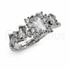 Anillo Multi Piedra 01.471.0014 Oro Laminado Blanco, Diseño de Baguette, con Zirconia Cubica Blanca, Pulido, Rodinado (Talla Unica)