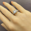 Anillo Multi Piedra 01.471.0015 Oro Laminado Blanco, Diseño de Cluster, con Zirconia Cubica Blanca, Pulido, Rodinado (Talla Unica)