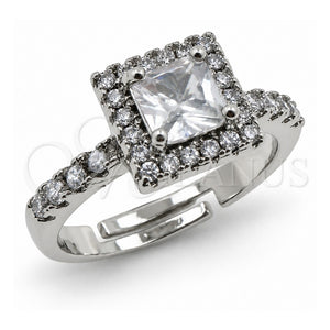 Anillo Multi Piedra 01.471.0015 Oro Laminado Blanco, Diseño de Cluster, con Zirconia Cubica Blanca, Pulido, Rodinado (Talla Unica)