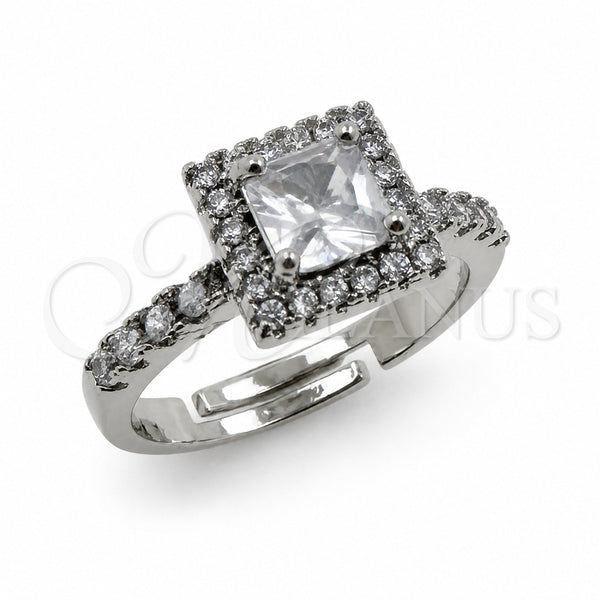 Anillo Multi Piedra 01.471.0015 Oro Laminado Blanco, Diseño de Cluster, con Zirconia Cubica Blanca, Pulido, Rodinado (Talla Unica)