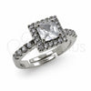 Anillo Multi Piedra 01.471.0015 Oro Laminado Blanco, Diseño de Cluster, con Zirconia Cubica Blanca, Pulido, Rodinado (Talla Unica)