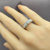 Anillo Multi Piedra 01.471.0016 Oro Laminado Blanco, Diseño de Cluster y Baguette, con Zirconia Cubica Blanca, Pulido, Rodinado (Talla Unica)