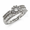 Anillo Multi Piedra 01.471.0016 Oro Laminado Blanco, Diseño de Cluster y Baguette, con Zirconia Cubica Blanca, Pulido, Rodinado (Talla Unica)